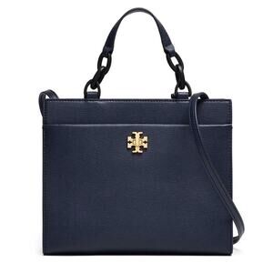 Tory Burch Kira Small Tote Pebbled Leather Navy Crossbody Purse